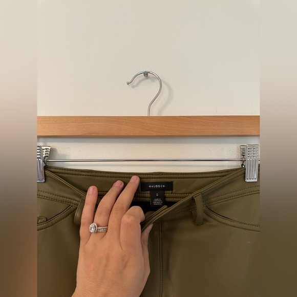 Halogen Faux Leather High Rise Olive Green Pants - Picture 6 of 8